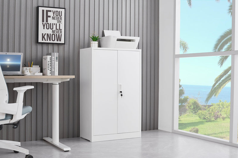 MetalStorage Cabinet with Locking Doors and Adjustable Shelf, Folding FilingStorage Cabinet , FoldingStorage Locker Cabinet for Home Office,School,Garage, White - Urban Living Furniture (Los Angeles, CA)