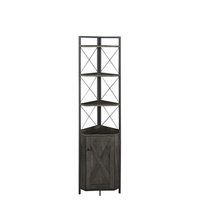 Corner Shelf 5-Tier withStorage，Corner cabinet Bookshelf StandStorage Rack(Dark Grey) - Urban Living Furniture (Los Angeles, CA)