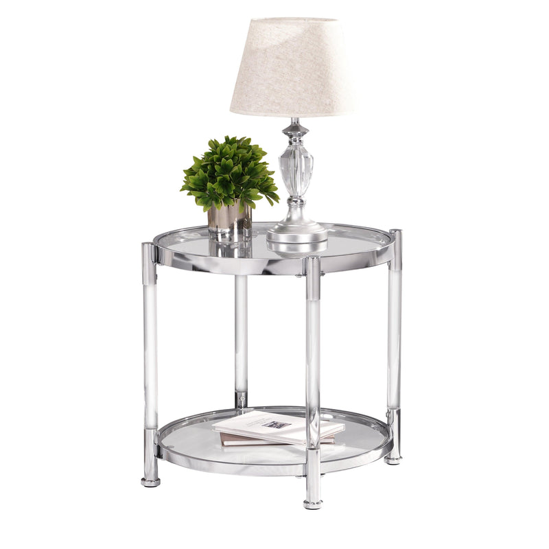 Contemporary Acrylic End Table, Side Table with Tempered Glass Top, Chrome/Silver End Table for Living Room&Bedroom - Urban Living Furniture (Los Angeles, CA)