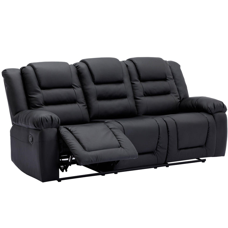 Home Theater Seating Manual Recliner with Center Console, PU Leather Reclining Sofa for Living Room,Black - Urban Living Furniture (Los Angeles, CA)