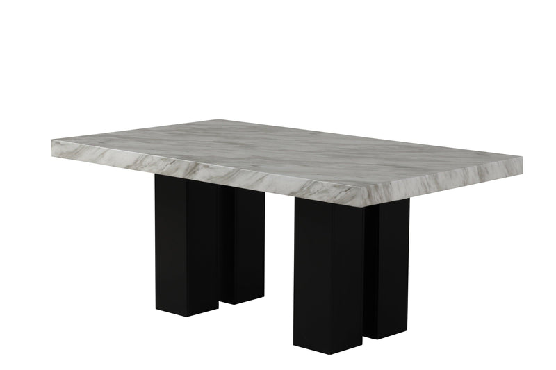 7-piece Dining Table Set with 1 Faux Marble Dining Rectangular Table and 6 Upholstered-Seat Chairs ,for Dining room and Living Room ,Grey - Urban Living Furniture (Los Angeles, CA)