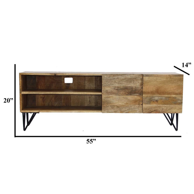 Industrial Style ManWood and Metal Tv Stand WithStorage Cabinet, Brown