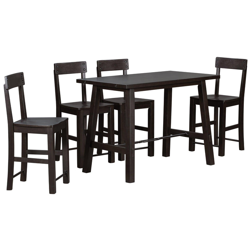 Minimalist industrial Style 5-Piece Counter Height Dining Table Set Solid Wood & Metal Dining Table with Four Chairs for Small Space (Espresso) - Urban Living Furniture (Los Angeles, CA)