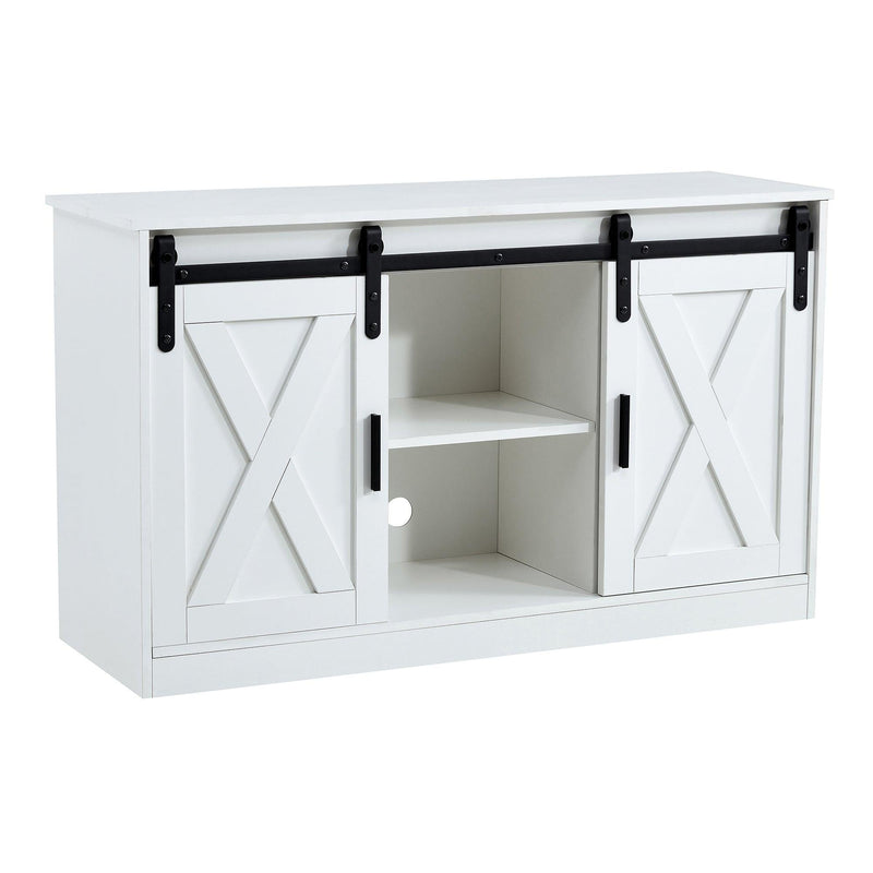 White decorative wooden TV /Storage cabinet with two sliding barn doors, available for bedroom, living room,corridor. - Urban Living Furniture (Los Angeles, CA)