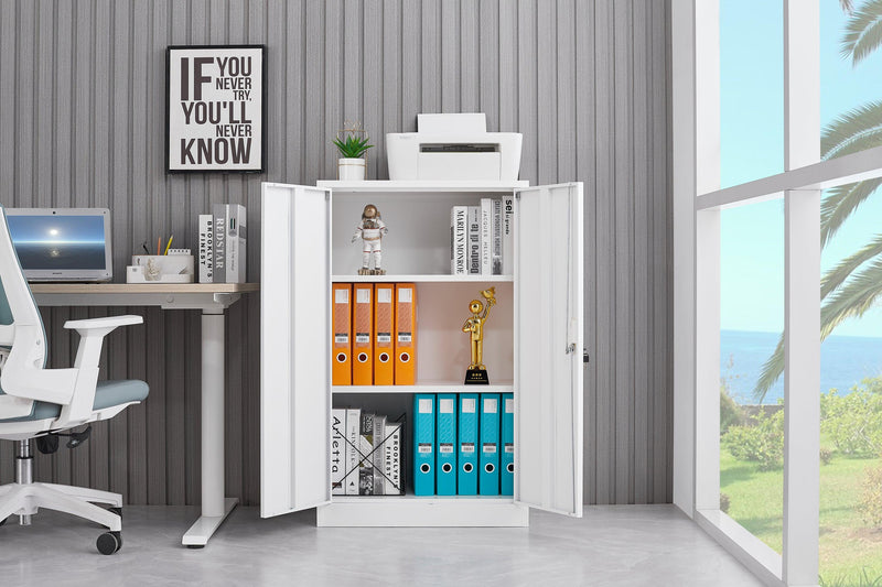 MetalStorage Cabinet with Locking Doors and Adjustable Shelf, Folding FilingStorage Cabinet , FoldingStorage Locker Cabinet for Home Office,School,Garage, White - Urban Living Furniture (Los Angeles, CA)