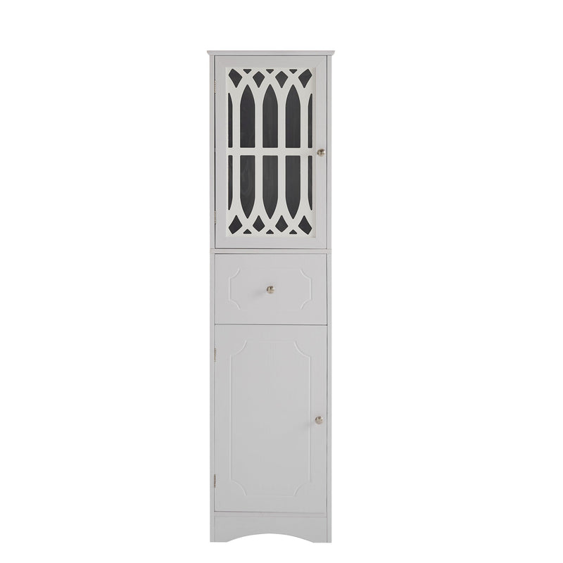 Tall Bathroom Cabinet, FreestandingStorage Cabinet with Drawer and Doors, MDF Board, Acrylic Door, Adjustable Shelf, White - Urban Living Furniture (Los Angeles, CA)