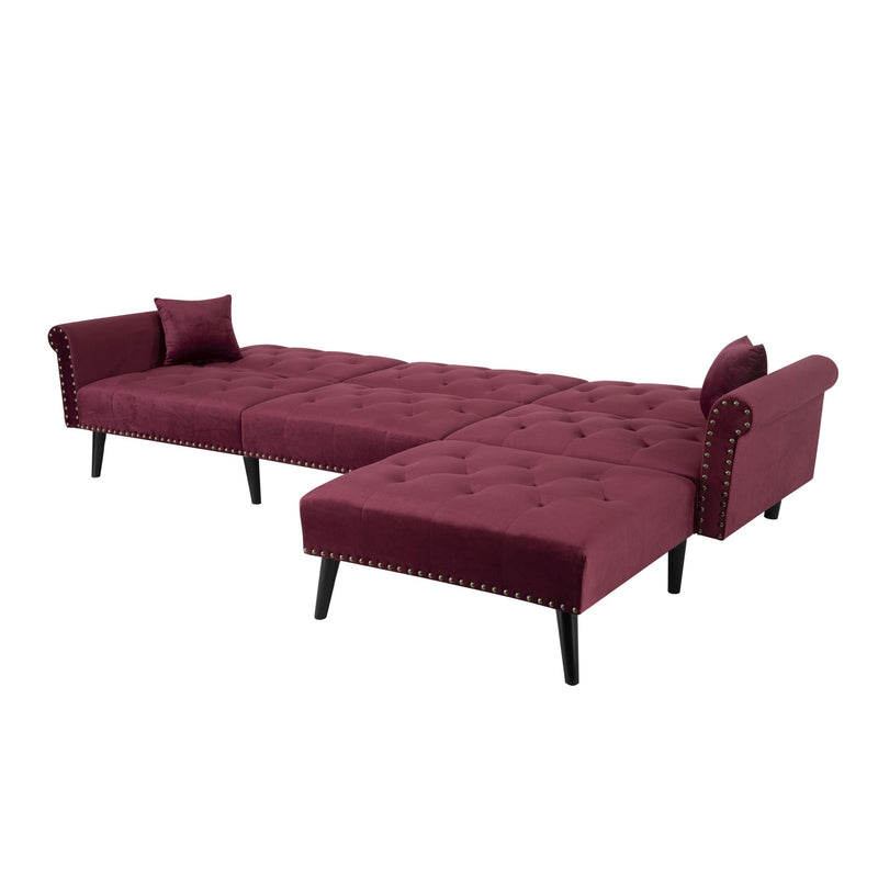 Convertible Sofa bed sleeper red velvet(W223S00006、W223S00458、W223S00712、W223S00873。Size difference, See Details in page.)