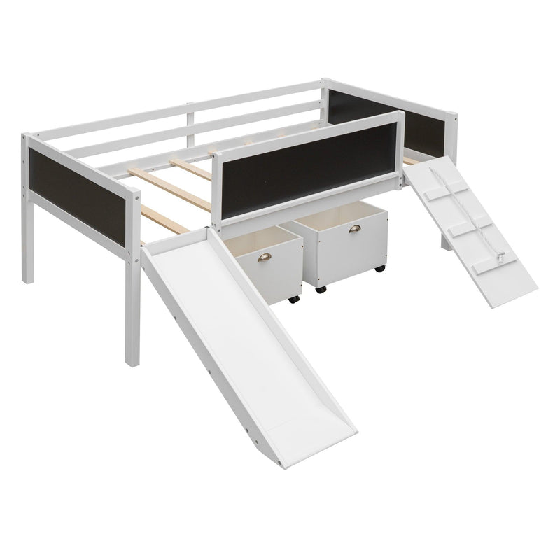 Twin size Loft Bed Wood Bed with TwoStorage Boxes - White - Urban Living Furniture (Los Angeles, CA)