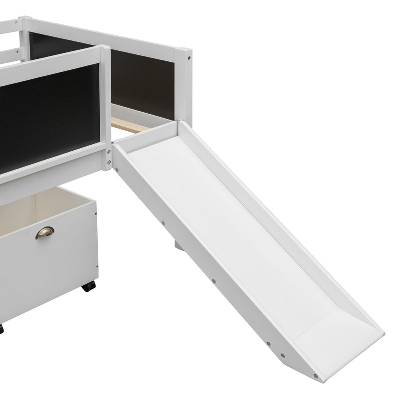 Twin size Loft Bed Wood Bed with TwoStorage Boxes - White - Urban Living Furniture (Los Angeles, CA)