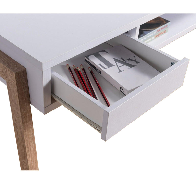 Contemporary Style Desk With OpenStorage Shelf, White and brown - Urban Living Furniture (Los Angeles, CA)