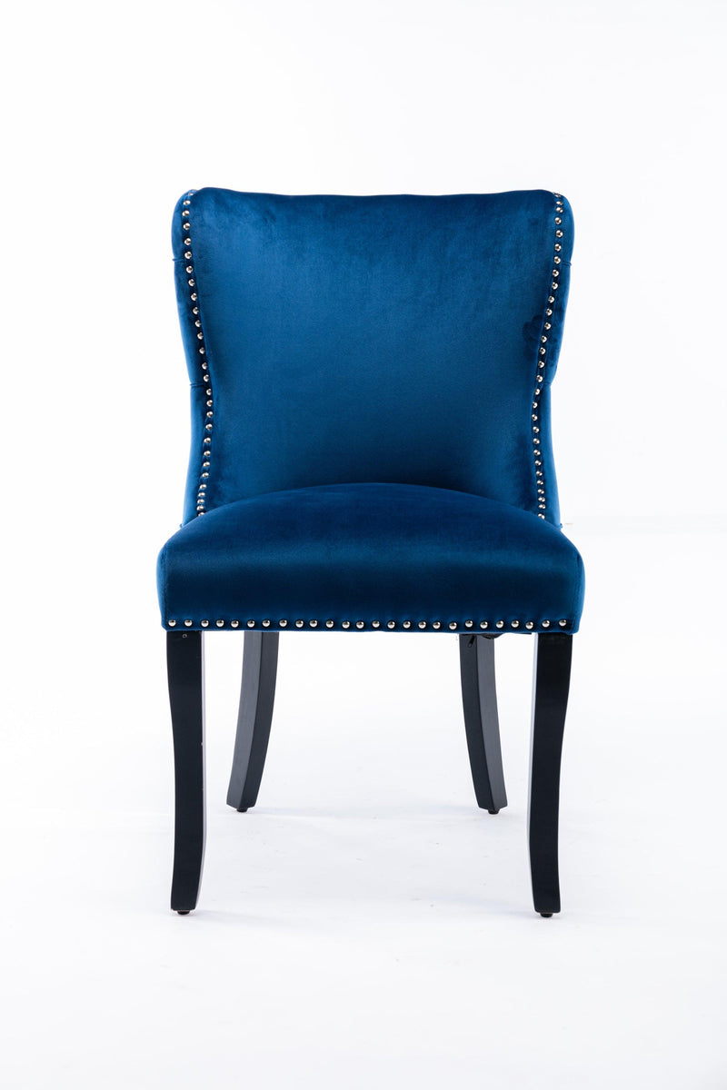 Set of 2 upholstered wing-back dining chair with backstitching nailhead trim and solid wood legs Blue - Urban Living Furniture (Los Angeles, CA)