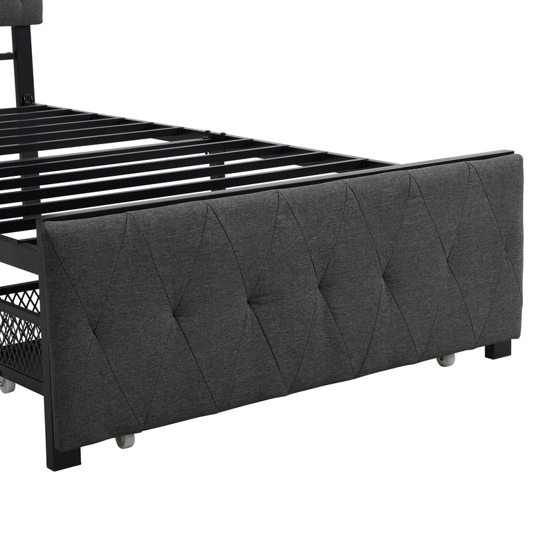 Twin SizeStorage Bed Metal Platform Bed with a Big Drawer - Gray - Urban Living Furniture (Los Angeles, CA)