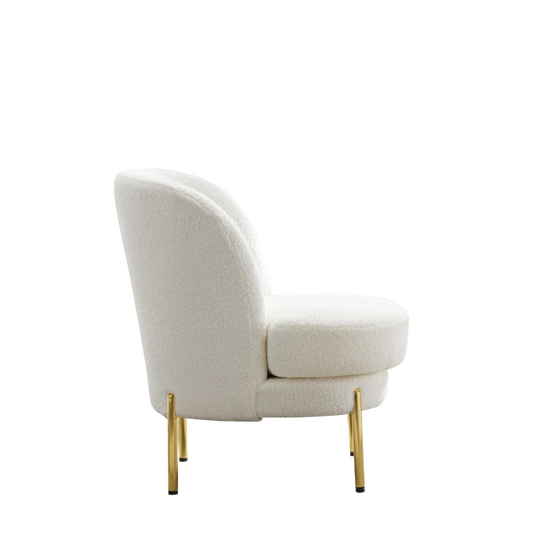 28.4"W Accent Chair Upholstered Curved Backrest Reading Chair Single Sofa Leisure Club Chair with Golden Adjustable Legs For Living Room Bedroom Dorm Room (Ivory Boucle) - Urban Living Furniture (Los Angeles, CA)