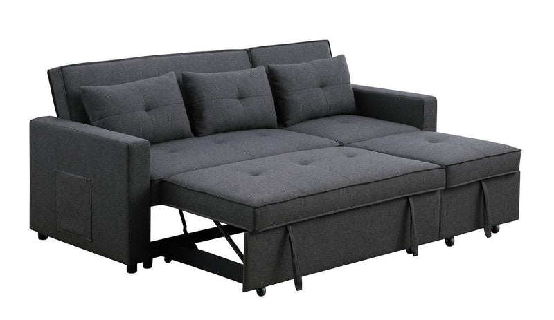 Zoey Dark Gray Linen Convertible Sleeper Sofa with Side Pocket - Urban Living Furniture (Los Angeles, CA)