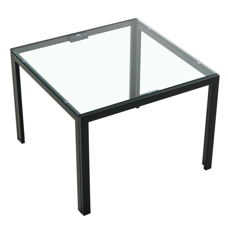 Coffee Table Set of 2, SquareModern Table with Tempered Glass Finish for Living Room,Transparent