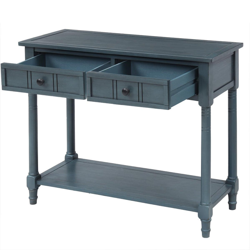 Daisy Series Console Table Traditional Design with Two Drawers and Bottom Shelf (Navy) - Urban Living Furniture (Los Angeles, CA)