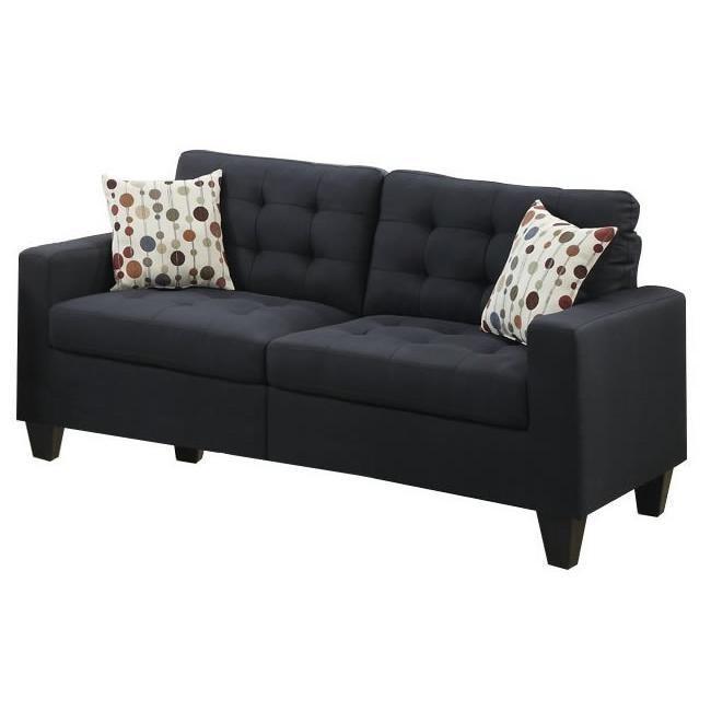 Living Room Furniture 2pc Sofa Set Black Polyfiber Tufted Sofa Loveseat w Pillows Cushion Couch Solid pine - Urban Living Furniture (Los Angeles, CA)