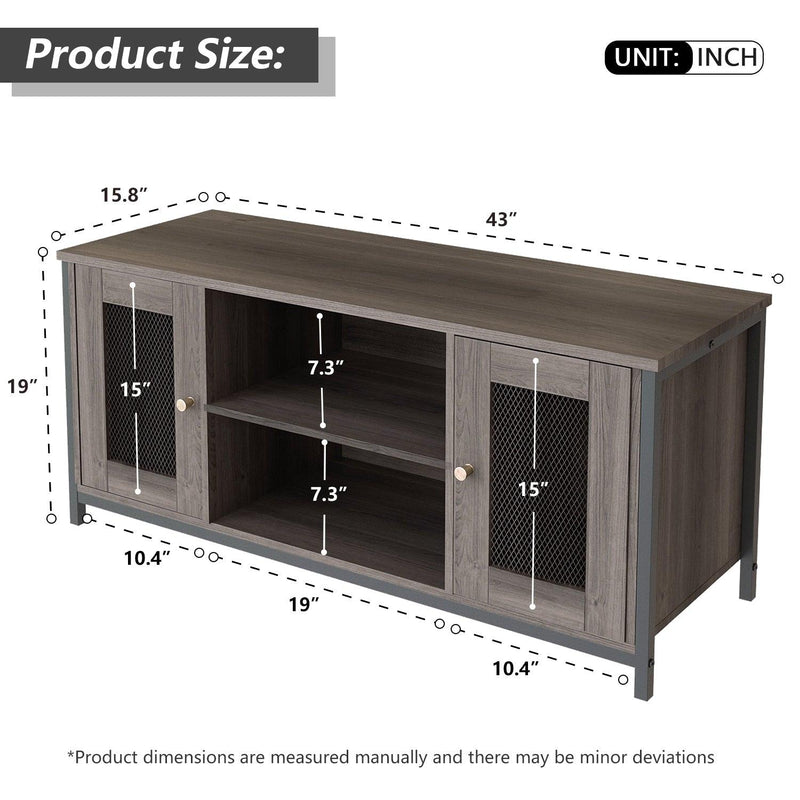 TV Stand for 45 Inches TV, Industrial TV Stand withStorage Shelf, Cable Management, Cabinets, Entertainment Center  for Home, Living Room, Office - Urban Living Furniture (Los Angeles, CA)