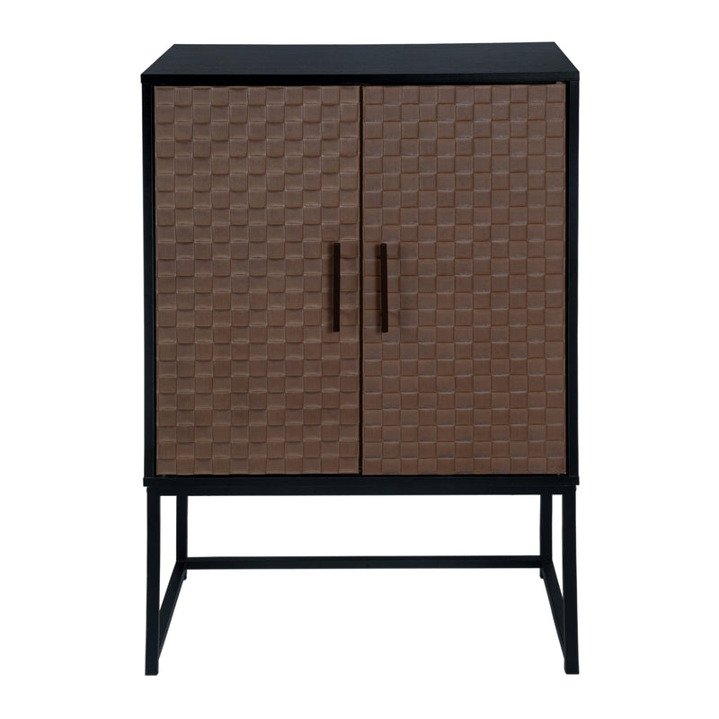 2 door cabinet,Runway-shaped leatherette finish,Embossed texture - Urban Living Furniture (Los Angeles, CA)