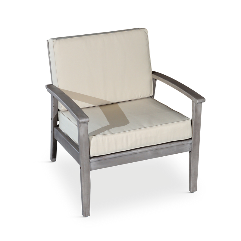 Deep Seat Eucalyptus Chair, Silver Gray Finish, Sand Cushions - Urban Living Furniture (Los Angeles, CA)