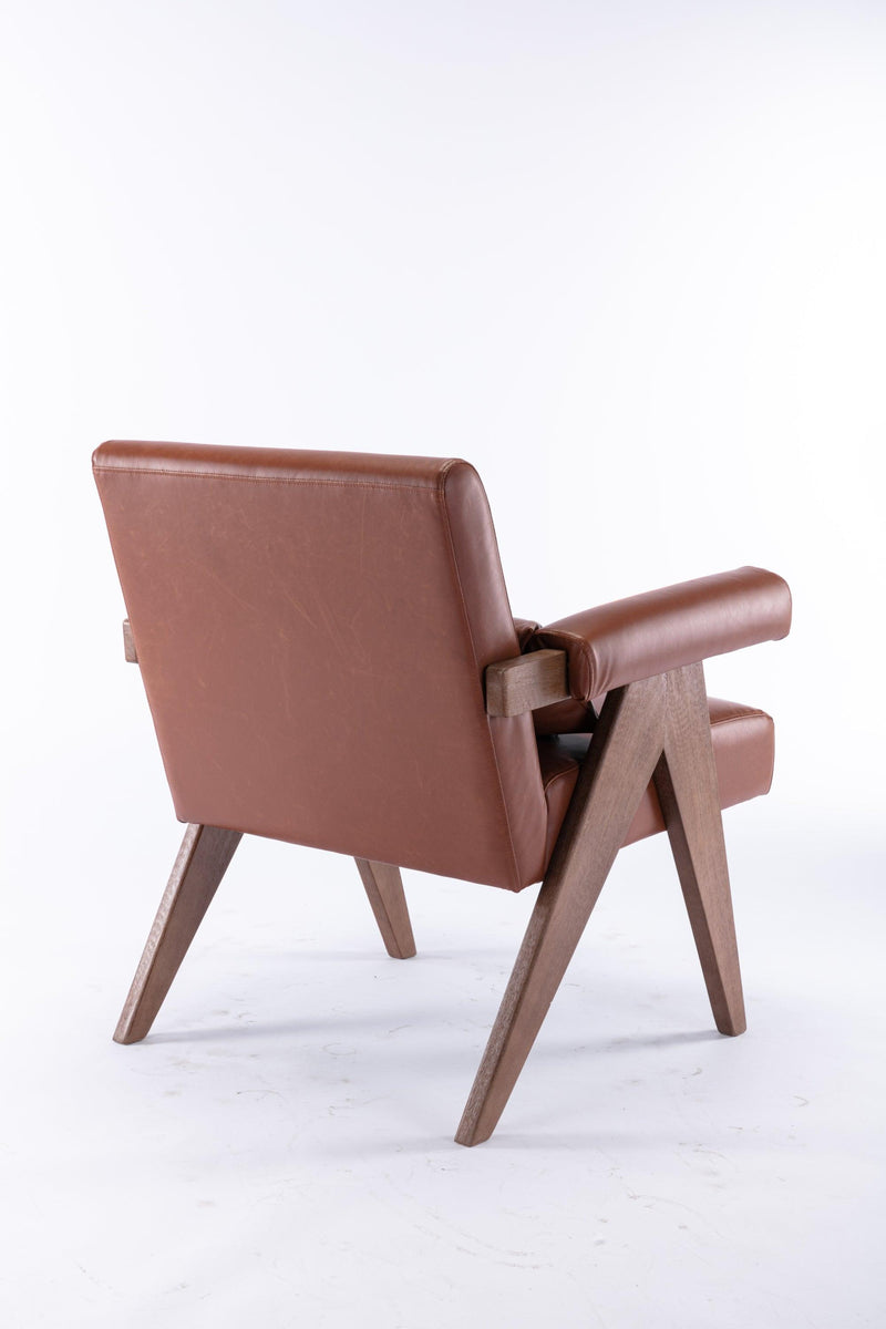 Accent chair, KD rubber wood legs with Walnut finish. PU leather cover the seat. With a cushion.Brown - Urban Living Furniture (Los Angeles, CA)