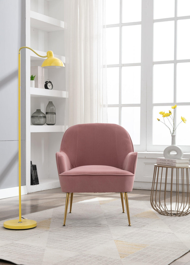 Modern Ergonomics Soft Velvet Fabric Material Accent Chair With Gold Legs And Adjustable Feet Screws For Indoor Home Living Room,Pink - Urban Living Furniture (Los Angeles, CA)