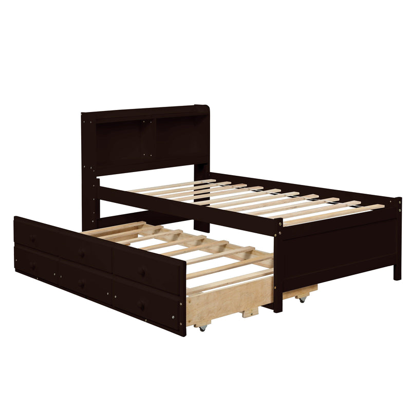 Full Bed with Bookcase,Twin Trundle,Drawers,Espresso - Urban Living Furniture (Los Angeles, CA)