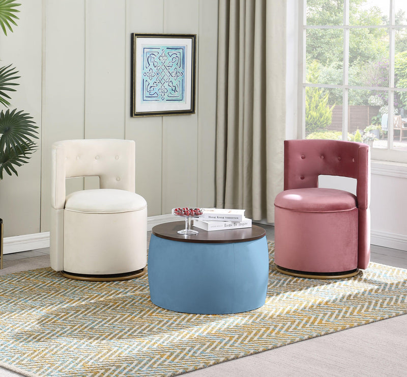 Round Ottoman Set withStorage, 2 in 1 combination, Round Coffee Table, Square Foot Rest Footstool for Living Room Bedroom Entryway Office