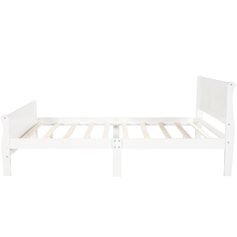 Full Size Wood Platform Bed with Headboard and Wooden Slat Support (White) - Urban Living Furniture (Los Angeles, CA)