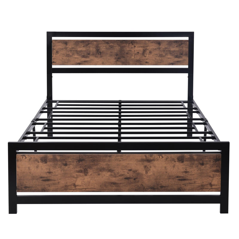 Metal and Wood Bed Frame with Headboard and Footboard ,Full Size Platform Bed ,No Box Spring Needed, Easy to Assemble(BLACK) - Urban Living Furniture (Los Angeles, CA)