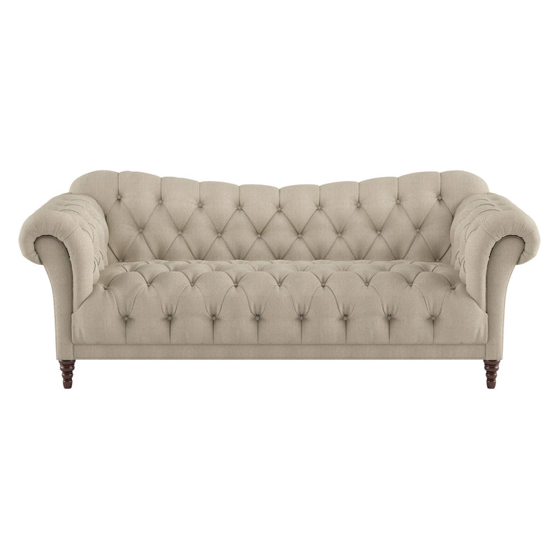 Traditional Style Button-Tufted 1pc Sofa Rolled Arms Brown Tone Fabric Upholstered Classic Look Furniture