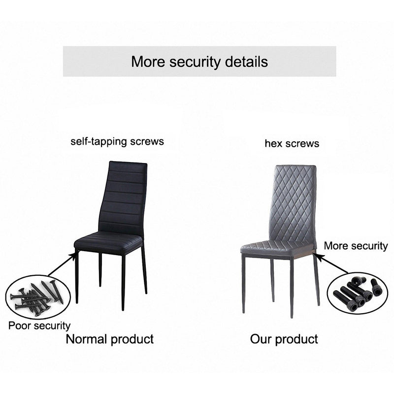 Light GrayModern minimalist dining chair leather sprayed metal pipe diamond grid pattern restaurant home conference chair set of 4 - Urban Living Furniture (Los Angeles, CA)