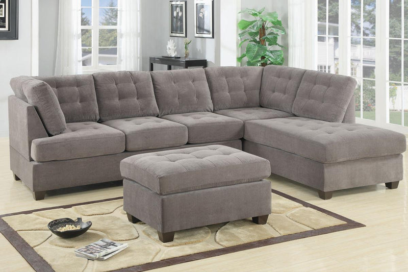 Living Room Sectional Waffle Suede Charcoal Color Sectional Sofa w Pillows Couch Tufted Cushion  Contemporary (NO OTTOMAN) - Urban Living Furniture (Los Angeles, CA)