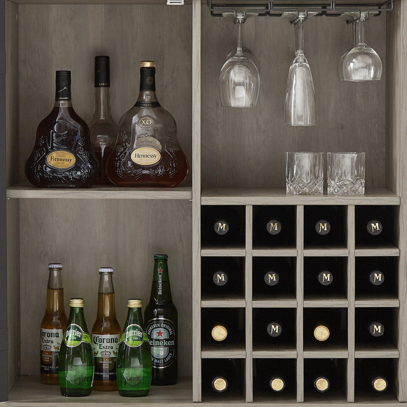 Single door wine cabinet with 16 wineStorage compartments (Gray, 31.50" W*13.78" D*35.43" H) - Urban Living Furniture (Los Angeles, CA)