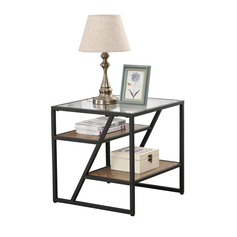 Black Side Table, End Table withStorage Shelf, Tempered Glass Coffee Table with Metal Frame for Living Room&Bed Room - Urban Living Furniture (Los Angeles, CA)