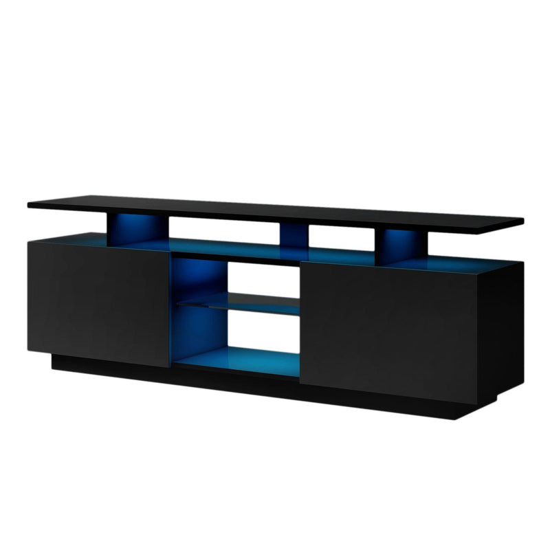 Modern TV Stand for TVs up to 65inches with LED lights, 16 Colors, for Livingroom, Bedroom, Black - Urban Living Furniture (Los Angeles, CA)