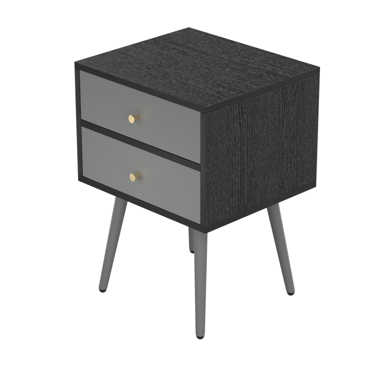 UpdateModern Nightstand with 2Drawers, Suitable for Bedroom/Living Room/Side Table (Dark Grey)