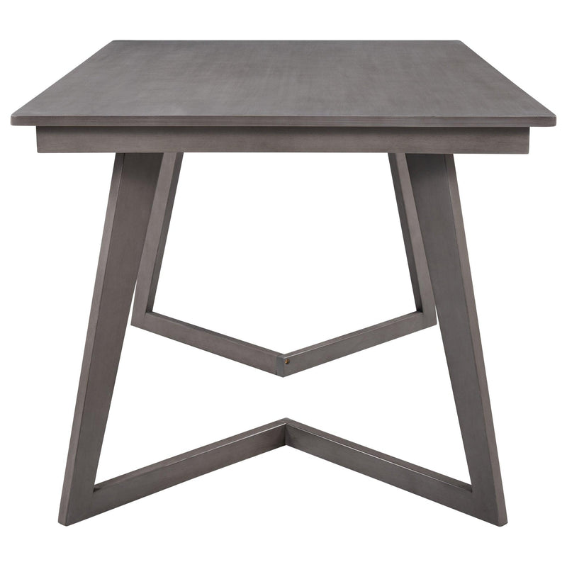 5-Piece Dining Set, Wood Rectangular Table with 4 Linen Fabric Chairs, Gray - Urban Living Furniture (Los Angeles, CA)