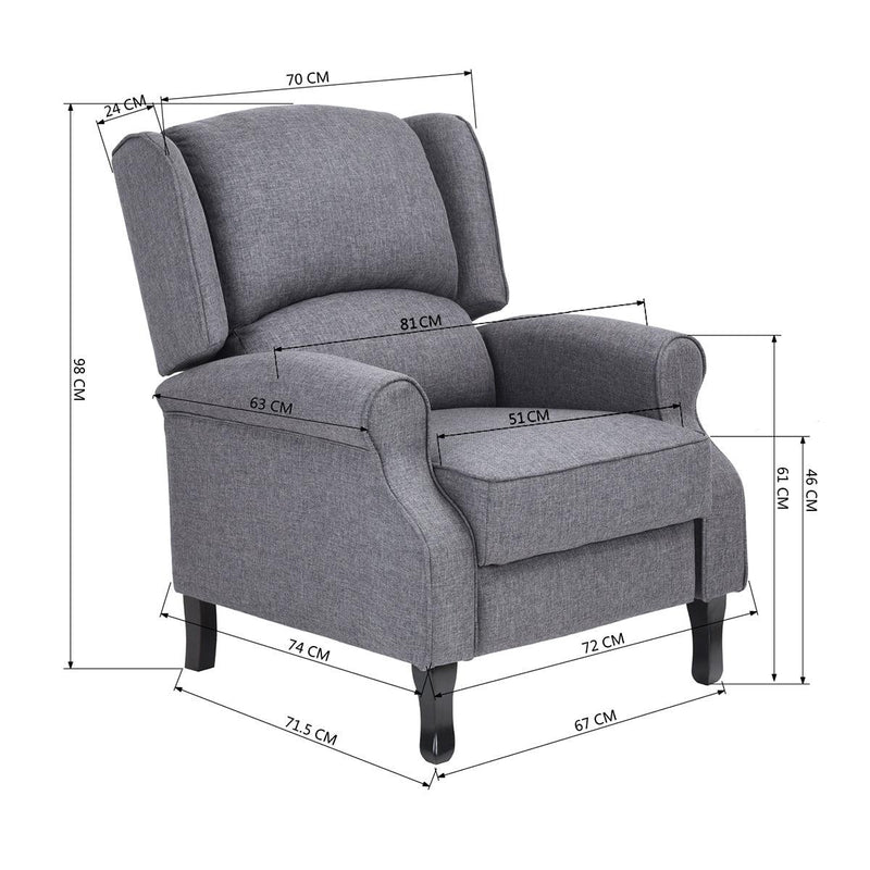 Fabric Wingback Recliner Chair for Living Room, Tufted Reading Chairs for Adults, Lazy Boy Recliners Chairs for Small Space,Lounge Chair(Grey) - Urban Living Furniture (Los Angeles, CA)