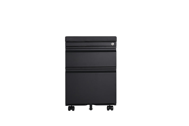 Mobile File Cabinet 2-Drawer Pedestal with Lock forStorage Use for Home Office and Business Enterprise,Legal/Letter Size Black,With 5 Wheels,with Leather cushion