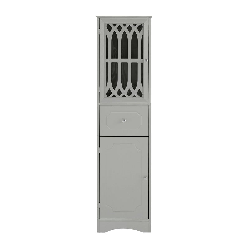 Tall Bathroom Cabinet, FreestandingStorage Cabinet with Drawer and Doors, MDF Board, Acrylic Door, Adjustable Shelf, Grey - Urban Living Furniture (Los Angeles, CA)