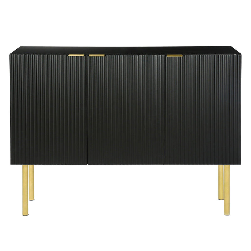 Modern Simple & Luxury Style Sideboard Particle Board & MDF Board Cabinet with Gold Metal Legs & Handles, Adjustable Shelves for Living Room, Dining Room (Black) - Urban Living Furniture (Los Angeles, CA)