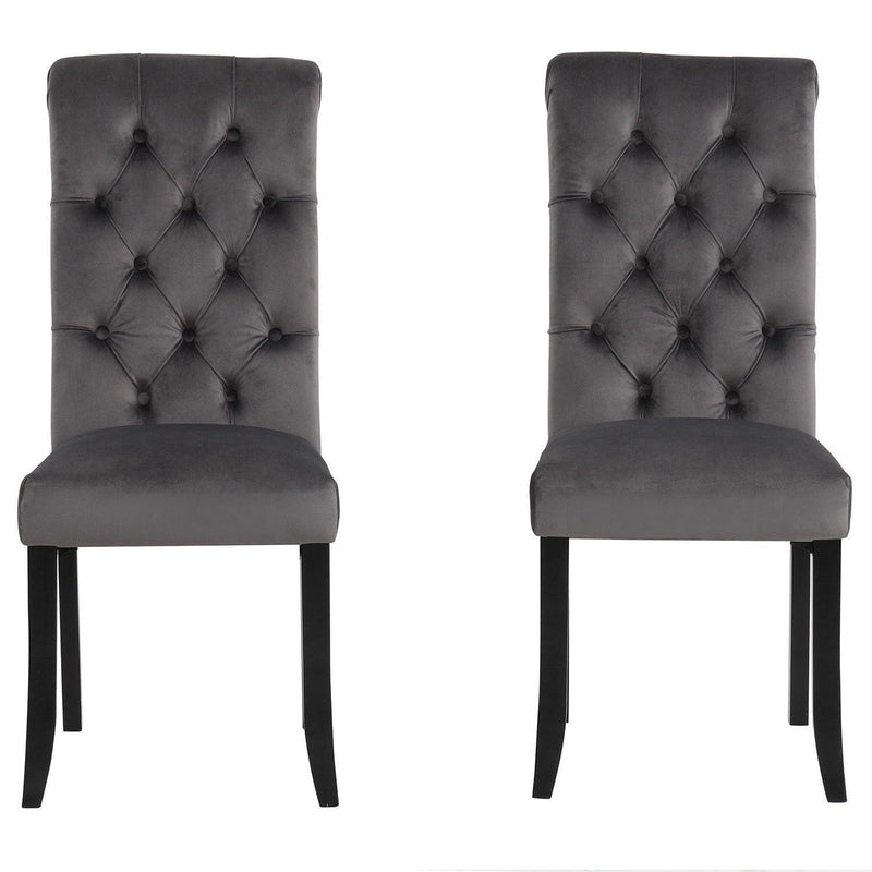 Classic Fabric Tufted Dining Chair with Wooden Legs - Set of 2 - Urban Living Furniture (Los Angeles, CA)