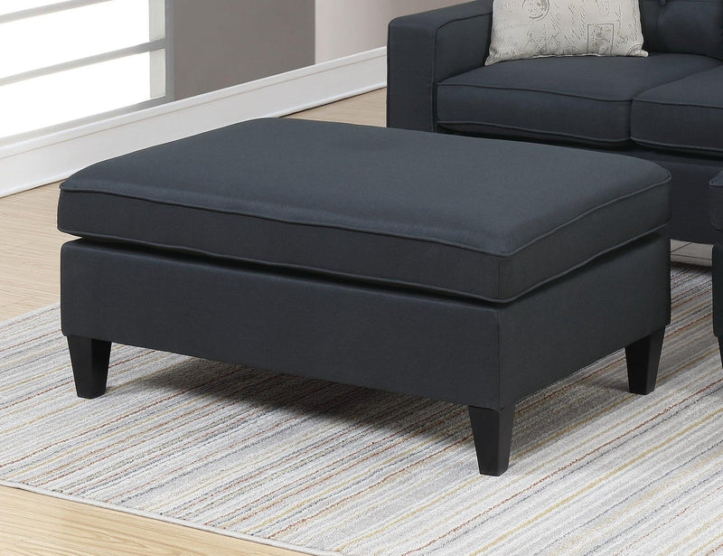 Reversible 3pc Sectional Sofa Set Black Tufted Polyfiber Wood Legs Chaise Sofa Ottoman Pillows Cushion Couch - Urban Living Furniture (Los Angeles, CA)