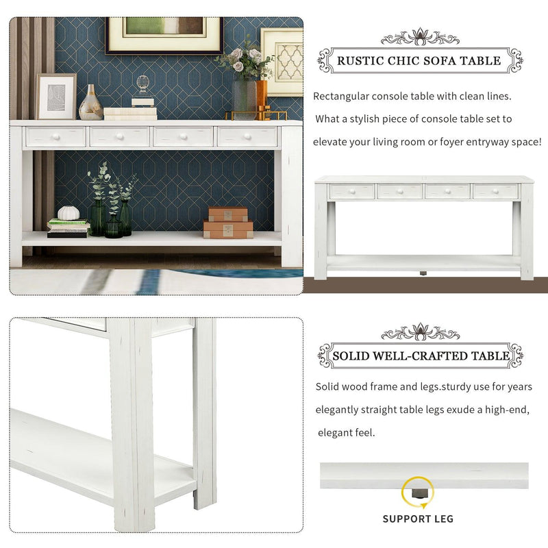 Console Table for Entryway Hallway Sofa Table withStorage Drawers and Bottom Shelf ( Antique White) - Urban Living Furniture (Los Angeles, CA)