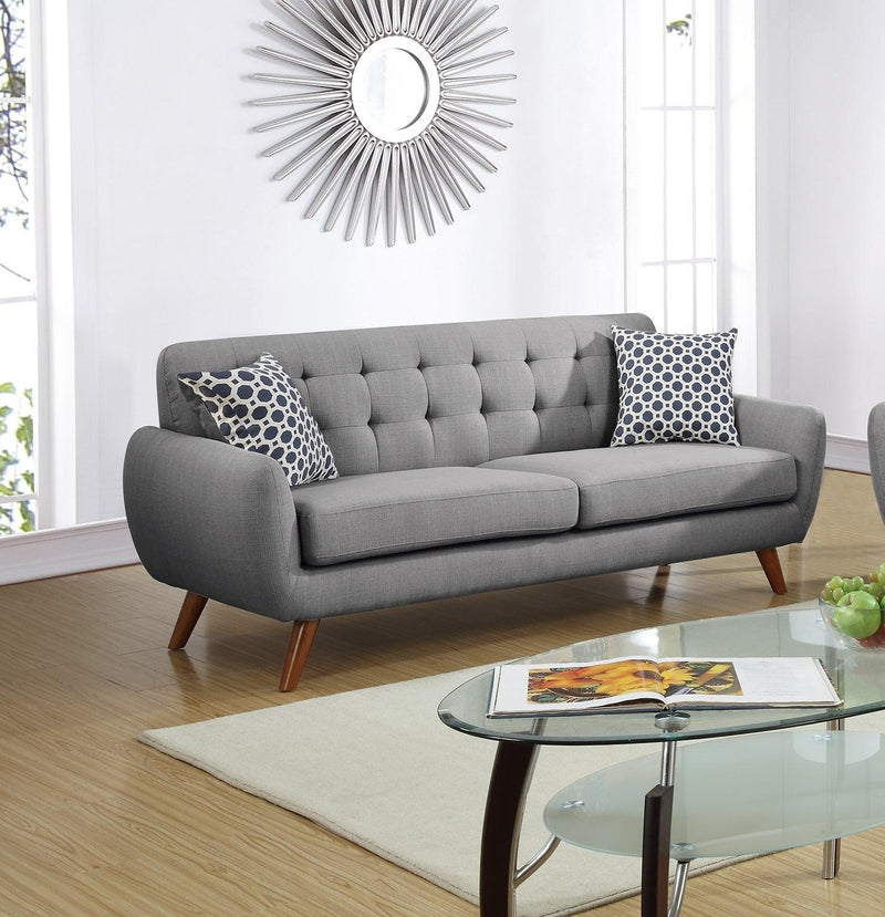 Grey Polyfiber Sofa And Loveseat 2pc Sofa Set Living Room Furniture Plywood Tufted Couch Pillows - Urban Living Furniture (Los Angeles, CA)