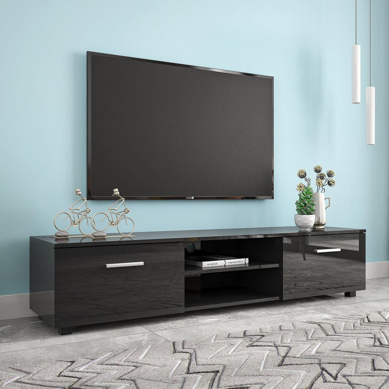 Black TV Stand for 70 Inch TV Stands, Media Console Entertainment Center Television Table, 2Storage Cabinet with Open Shelves for Living Room Bedroom - Urban Living Furniture (Los Angeles, CA)