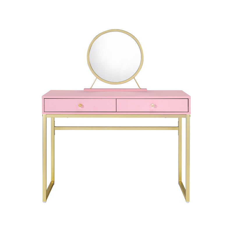 ACME Coleen Vanity Desk w/Mirror & Jewelry Tray in Pink & Gold Finish AC00668 - Urban Living Furniture (Los Angeles, CA)