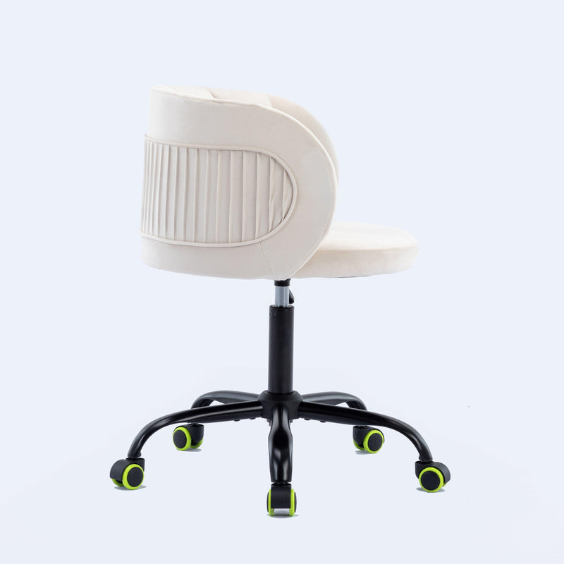 Zen Zone Velvet Leisure office chair, suitable for study and office, can adjust the height, can rotate 360 degrees, with pulley, Off-White - Urban Living Furniture (Los Angeles, CA)