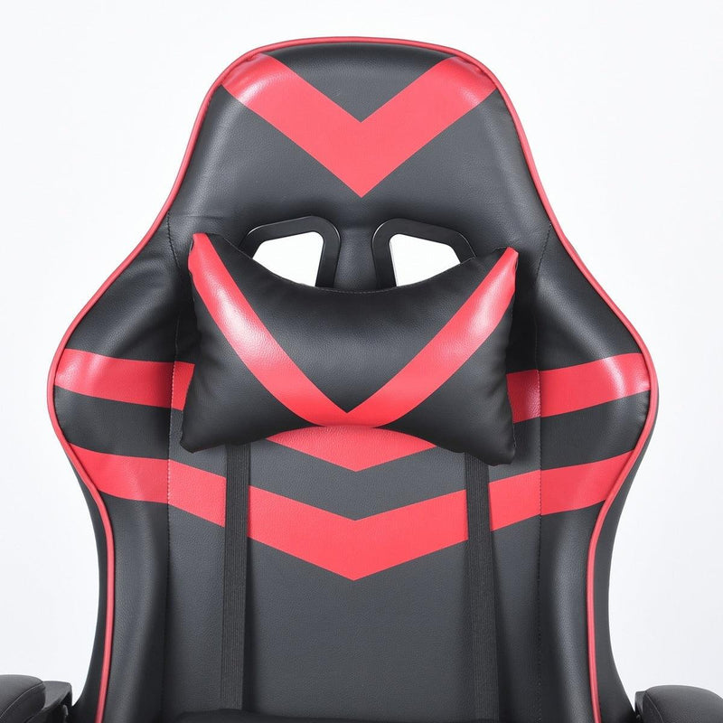 Gaming Office High Back Computer Leather Desk Mesh Ergonomic 180 Degrees Adjustable Swivel Task Chair with Headrest and Lumbar Support, & Footrest , Red - Urban Living Furniture (Los Angeles, CA)